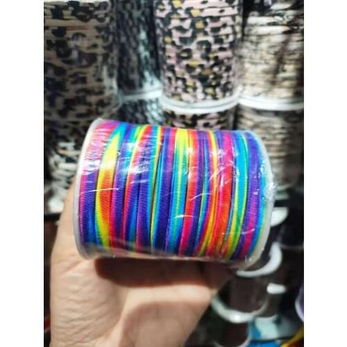 5mm 20meters / Spool rainbow color Elastic lycra cord Stitched round lycra cord Lycra strip For DIY Jewelry Marking