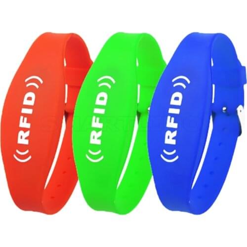 100pcs/lot 125KHZ TK4100 RFID Silicone Wristband Proximity EM4100 RFID Waterproof Bracelet Adjustable For Access Control