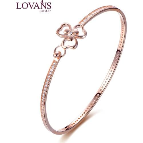 2021 Women 925 Silver Bracelets Flower Shaped Bangle Cubic Zircon Bracelet Clasp Cuff Bracelets Jewelry for Women Girl Gift 17cm