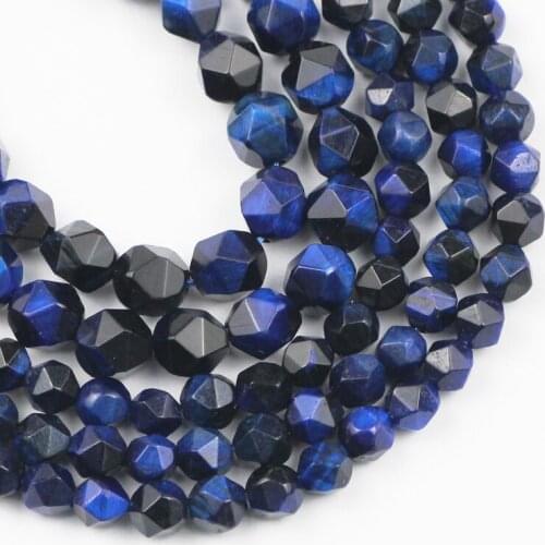 Natural Stone bead Faceted Dark blue Tiger Eye 6/8MM Spacers Charm Loose beads for Jewelry making DIY bracelet necklace Findings