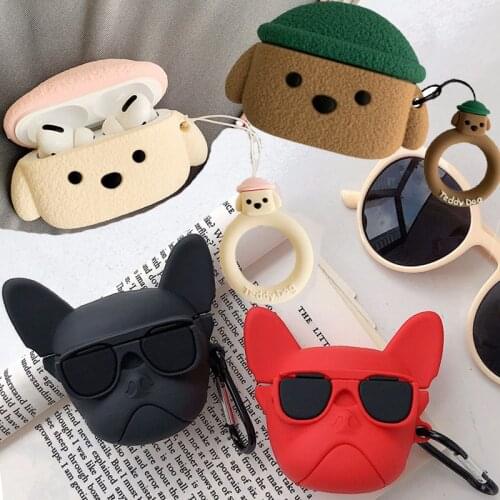 For Airpods Pro 3D Cute Cartoon Teddy Dog Bulldog Puppy Case for Apple Air pods 3 Wireless Earphone Cover Earbuds Charging Box