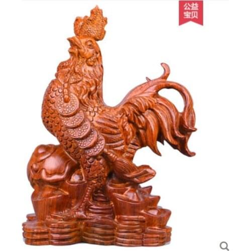 Chrysanthemum pear Woodcarving Carve big cock to place artefact of annatto artefact to live in lucky Chinese zodiac rooster