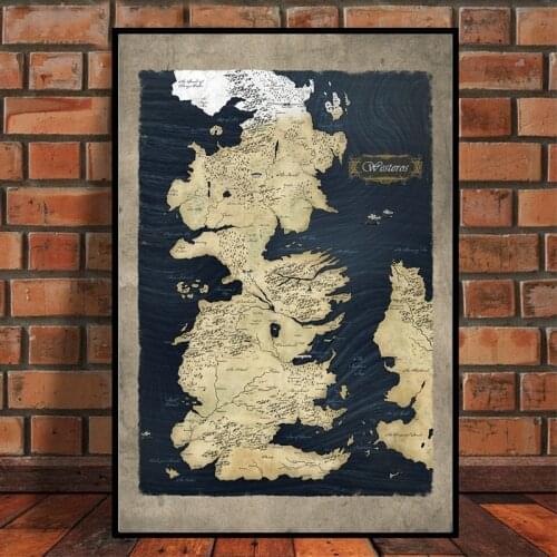 Map of Westeros Posters and Prints Classic TV Show Series Map of the Known World Canvas Painting Home Wall Art Decor
