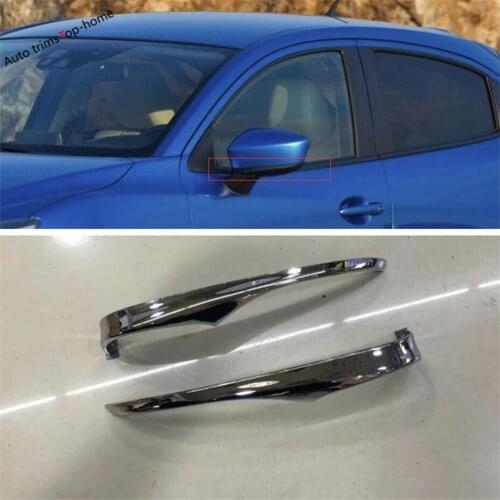 Yimaautotrims Exterior Refit Kit Fit For Mazda 2 Demio 2015 -2019 ABS Chrome Door Mirror Strip Streamer Cover Trim