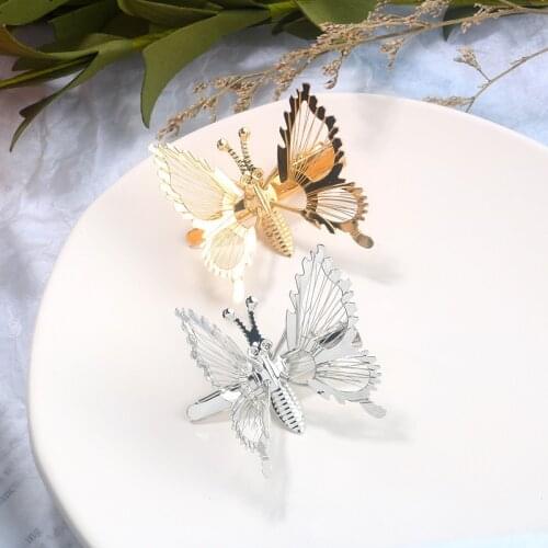 Metal Gold Silver Butterfly Move With Beauty Hair Clip Hairpin Accessories