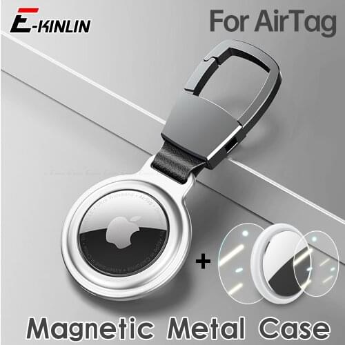 Metal Magnetic Adsorption Protective Case For Apple Airtag Keychain Locator Tracker Anti Scratch Drop Cover For Air Tag Sleeve
