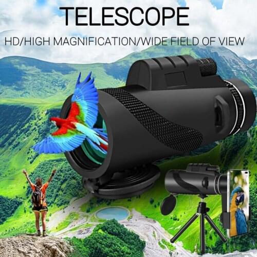 Powerful 80X100 Hd Monocular Telescope Phone Camera Zoom Starscope Tripod Telescope Phone Clip for Outdoor Camping Accessories