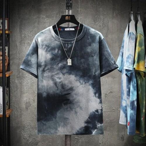 Men Summer Casual Cotton Hip Hop Tie-dye Tshirt Streetwear Short Sleeve Oversize Fashion Men T-Shirts