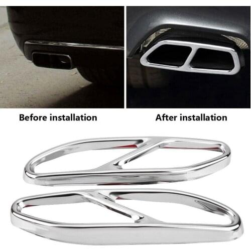 2pcs Auto Chrome Exhaust Muffler Pipe Tip Tailpipe Cover Trim for Mercedes Benz S Class W222 2018