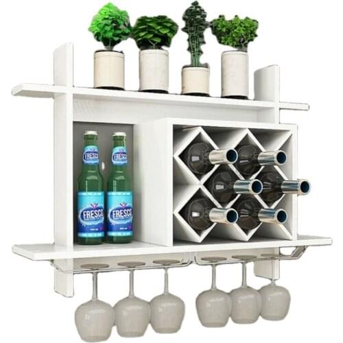 Wall Mount Wine Rack Glass Holder Storage Shelf Organizer Home Decor White