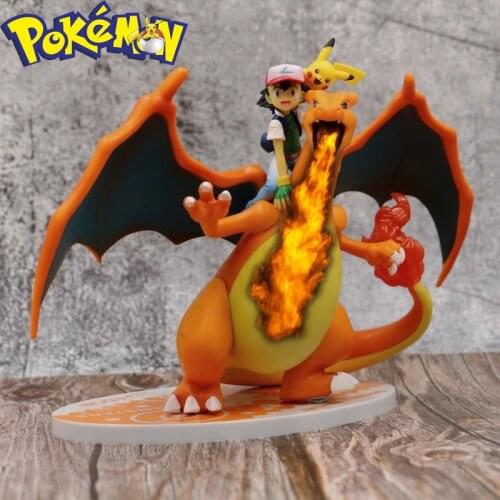 2020 New Pokemon Ash Ketchum with Mega Charizard Pika Lizardon Action Figure Model Toy Pkm Anime Figure Collection Toys Gift Kid