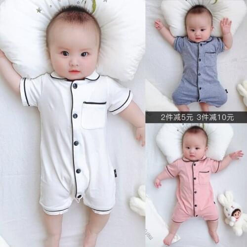 Newborn Baby Romper Summer Cotton Short Sleeve Gentlemen Baby Girl Clothes Unisex Solid Color Ropa Nino Bodysuits BE50BR