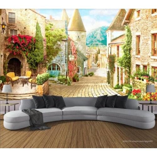 Papel de parede European Street View background wall 3d wallpaper,bedroom KTV bar mural wall decor