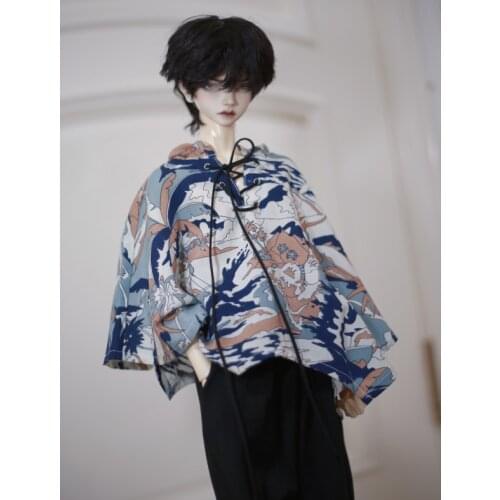 BJD doll clothes are suitable for 1/3 1/4 uncle size beach vacation V-neck bat big swing hooded cape top doll accessories