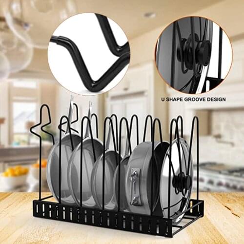 Pot Rack Organizer 5/8 Tier Optional Pans Lid Oragnizer Kitchen Counter Cabinet Pot Lid Holder J2Y