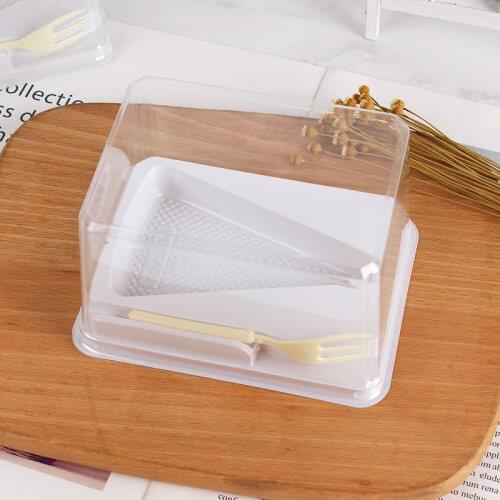Transparent Cake Box Dessert Packaging Mini Disposable Cake Container Takeaway Dessert Packaging With Fork Baking Tool