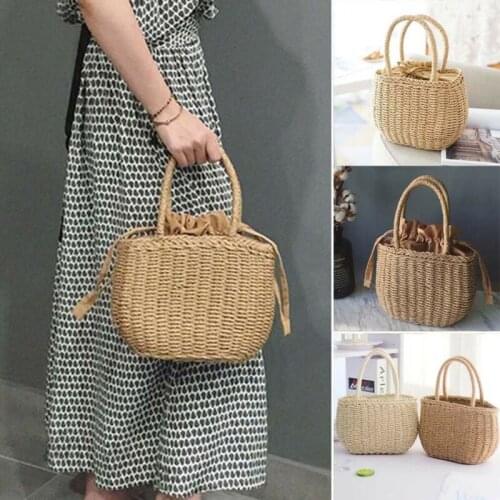 Women Straw Bags Fashion Handbag Summer Rattan Bag Handmade Woven Beach Bag Handbag