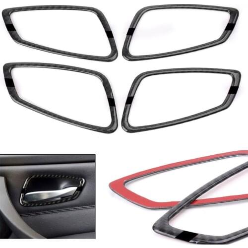 Carbon Fiber Car Interior Door Handle Cover Sticker For BMW E90 E92 3 Series 2005 2006 2007 2008 2009 2010 2011 2012 4PCS