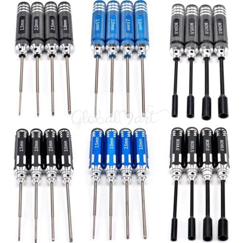 RC Universal Metal Model Tools Hexagon Screwdriver Hex Nut Head Screw Driver Tool Set 1.5 2.0 2.5 3.0mm 4.0mm 5.5mm 7.0mm 8.0mm