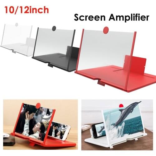 Desktop 3D Video Movie Magnifying Glass Portable Mobile Phone Screen Amplifier Phone Support Bracket Stand 10/12 inch