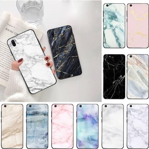 YJZFDYRM Marble Pattern Black TPU Soft Phone Case For Vivo Y91c Y17 Y51 Y67 Y55 Y7s Y81S Y19 V17 vivos5