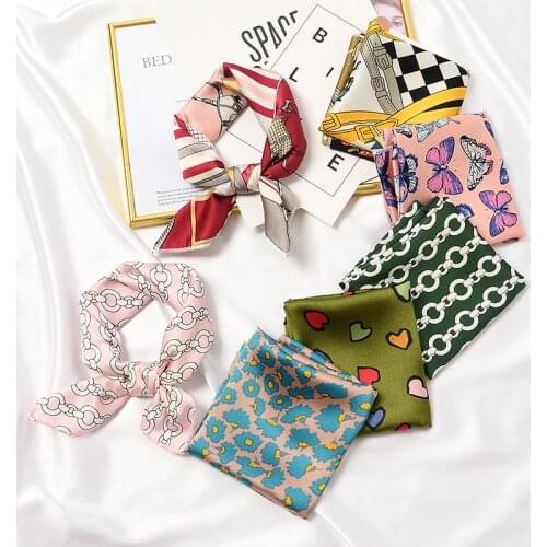 New Spring Summer Vintage Style Satin Scarf For Women Imitation Silk Square Scarf Complicated Classic Kerchief Paisley Pattern