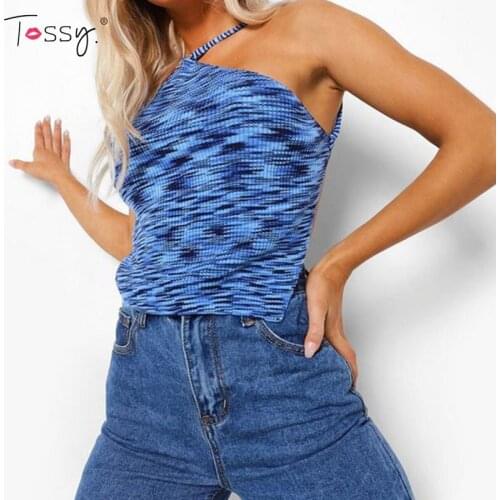 Tossy Halter Neck Knitted Tops For Women Sexy Backless Slim Sweater Top Vest Female Summer Fashion Streetwear Sleeveless Cropped