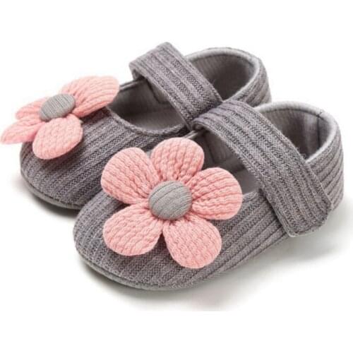 Winter Toddler Newborn Knitted Baby Footwears Girls Flower print First Walkers Warm Infant Toddler Crib Shoes