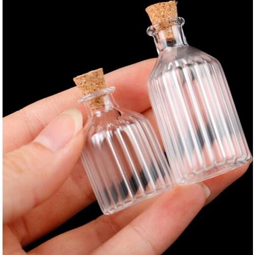1:12 Dollhouse Miniature Mini Glass Bottle Cork Cover Tiny Jar Vials Model Doll House Decoration Accessories Kids Play Toy