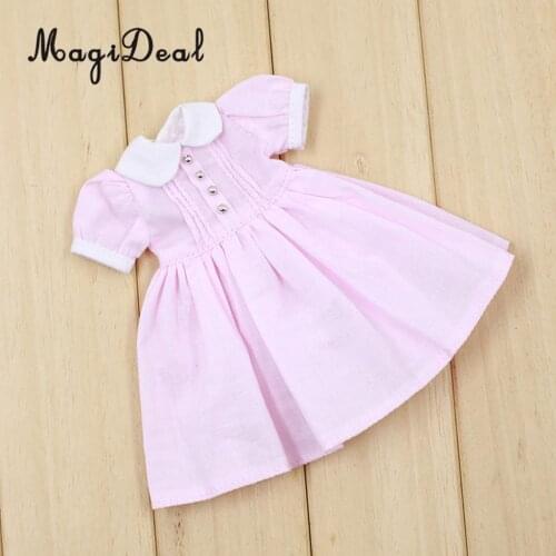1/6 Trendy Doll Dress Skirt Clothes Outfit for OOAK Doll for Neo for Blythe 12inch Dolls DIY Making Accessories Pink