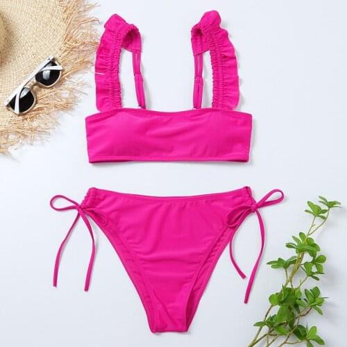 2021 New Fashion Ladies Solid Color Swimsuit Sexy Strapless Backless Quick-drying Split Swimsuit Swimsuit Bikini Suit