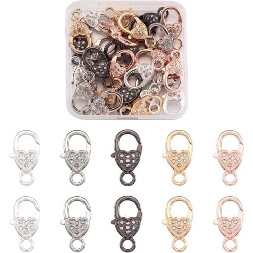 25pcs/box Alloy Rhinestone Lobster Claw Clasps Hooks For Bracelet Necklace Chain DIY Jewelry Making Findings Mixed Color
