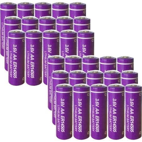 30pcs PKCELL 3.6v aa lithium battery ER14505 14505 2400mah 3.6v AA Size Li-SOCl2 Lithium Battery 2A Li-SOCl2 Batteries