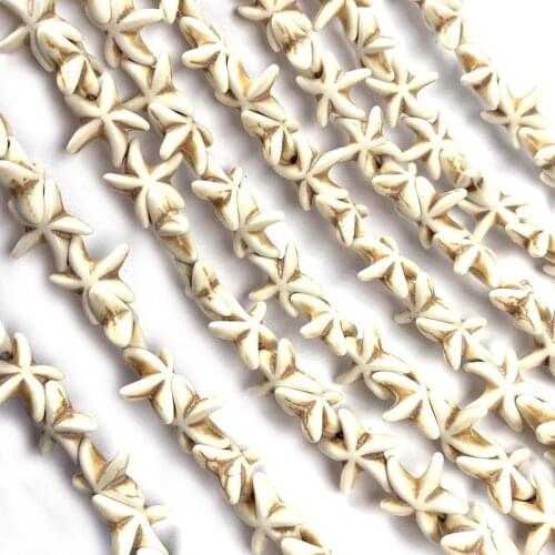 37pcs Sea Star Natural Stone Beads White Turquoises Bracelet Necklace Jewelry For DIY Jewelry Birthday Gift Size 14mm