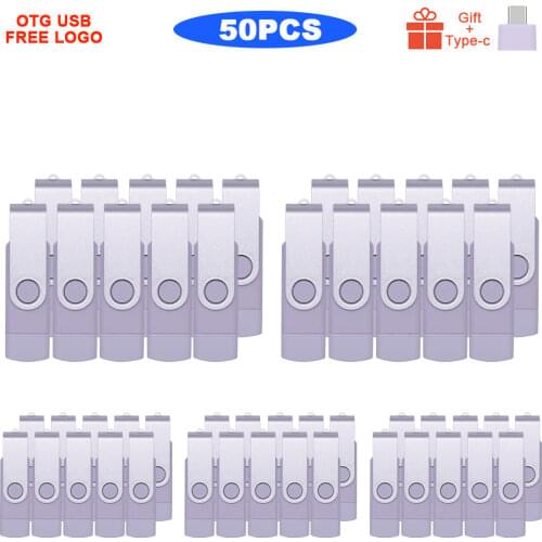 50pcs/lot for Computer/Android Memory Stick Flash Drive Colorful OTG 3 In 1 USB 4GB 8GB 16GB 32GB 64GB Pendrive U Disk Free Logo