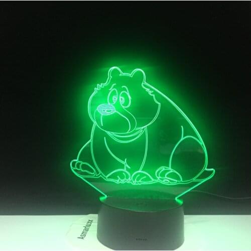 Cartoon Cute Bear Shape Acrylic LED Lamp 3D Baby Night Light Sleeping Lighting 7 Colors with Touch and Remote Control