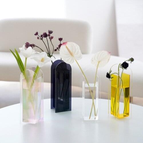 Nordic colorful acrylic vase corrugated hydroponic dried flower flower arrangement simple creative gift decoration ornaments