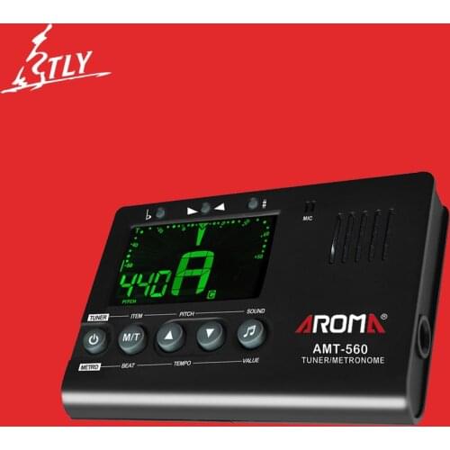 AROMA AMT-560 Guitar Tuner Built-in Mic Electric Tuner Metronome with Pickup Function for Guitar Chromatic Bass Violin Ukulele