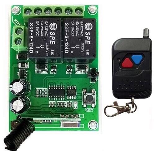 DC24V 2CH RF Wireless Remote Control Lighting Switch System transmitter Receiver 2CH Relay Smart Home Garage Door/lamp/ window