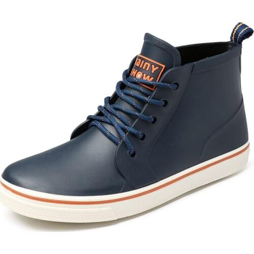 Rubber Rainboots Slip Rain Shoes Men Fishing Boots Short Ankle Rain Boots Mens Flat Casual Shoes Garden Boot Men Lovers Shoes