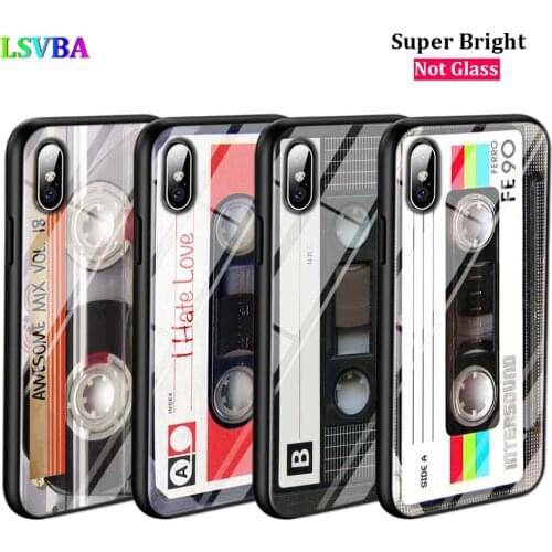 Black Cover Classical Old Cassette for iPhone 11 11Pro X XR XS Max for iPhone 8 7 6 6S Plus 5S 5 SE Glossy Phone Case