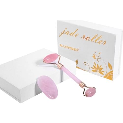 Dual-head Rose Quartz Jade Face Massage Roller Facial Eye Neck Body Anti-aging Beauty Tool Set Skin Care Beauty Tool