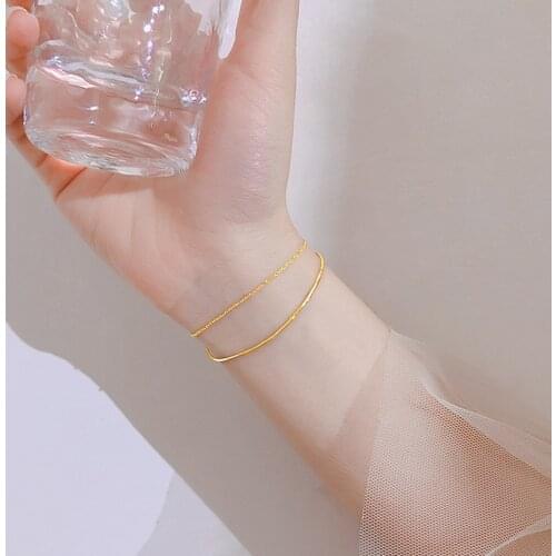 Double-layer Snake Bone Chain Charm Bracelet For Women Korean Simple Fashion Punk Hip Hop New Trendy Girlfriend Jewelry BOYULIGE