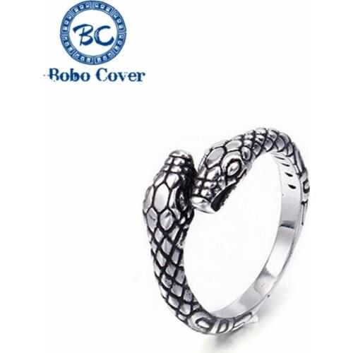 European and American Domineering Snake-Shaped Ring Stainless Steel Retro Men Women Ring Nightclub Animal Spirit Fashion Jewelry