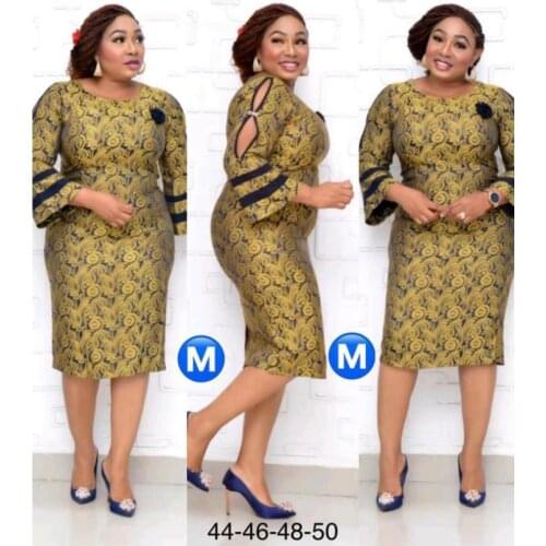 HGTE Autumn Elegent African Women O-neck Printing Plus Size Dress African Clothing African Dresses for Women African Clothes