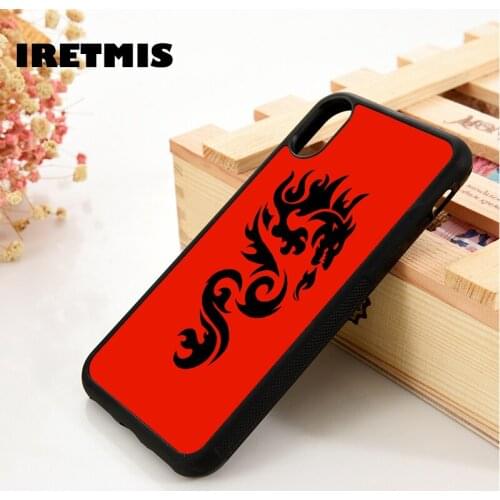 Iretmis 5 5S SE 6 6S TPU Silicone Rubber Phone Case Cover for iPhone 7 8 Plus X Xs 11 12 MINI Pro Max XR Dragon Tattoo Red
