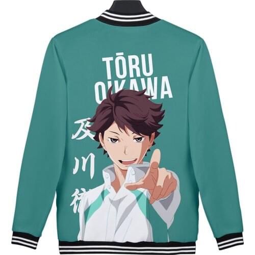 Japan Anime Haikyuu Cosplay Costume Aoba Johsai High School Volleyball Club Oikawa Tooru 3D Baseball Jacket Men Casual Tracksuit