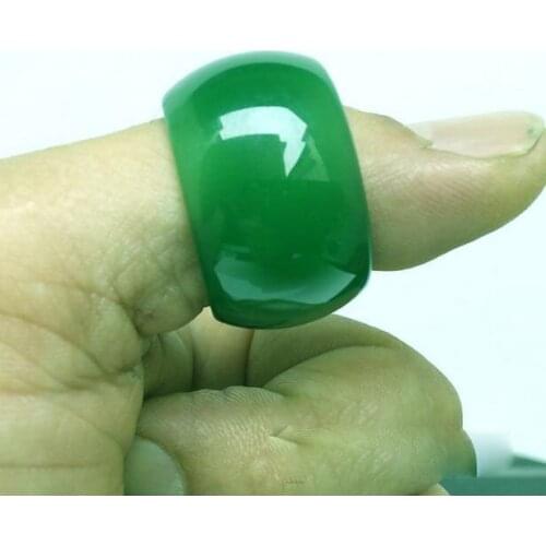 Pure Natural green Banzhi Ring Jade Finger Ring large size Crystal Rings Women Men Stone Jewelry