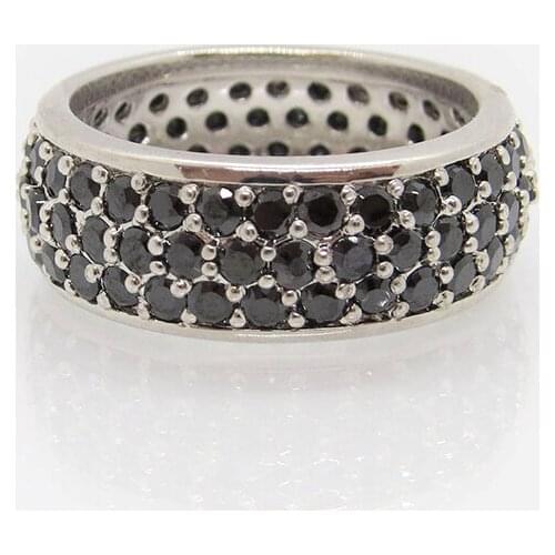 0.84ctw 1.4mm Round Brilliant Cut Black Moissanite Fashion Ring For Women 14k White Gold