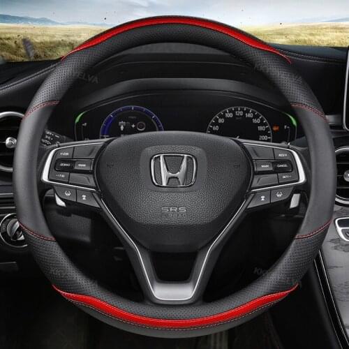 Carbon Fiber Leather 38CM Car Steering Wheel Covers for Honda Accord City Civic Fit Brio CRV HRV Mobilio Odyssey Accessories